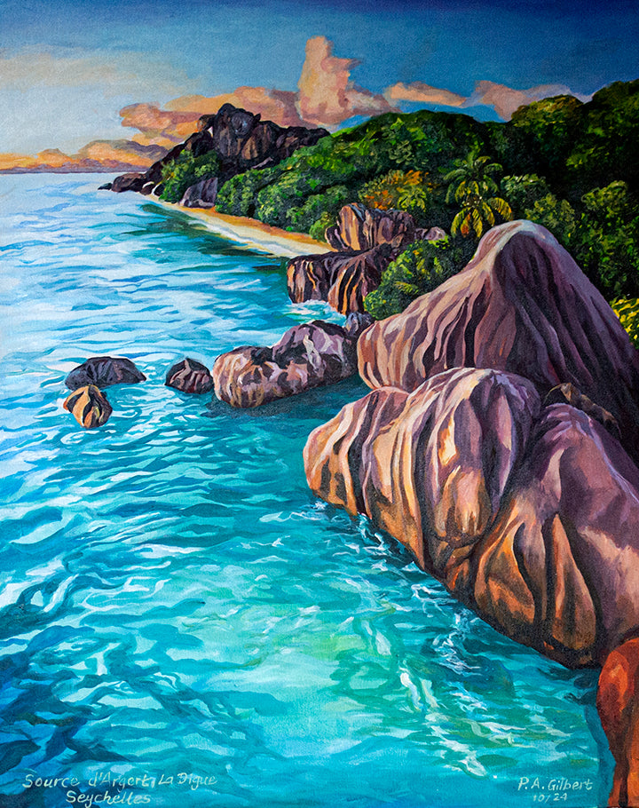 Anse source d'argent no.4, Original Painting – Seychelles Fine Art