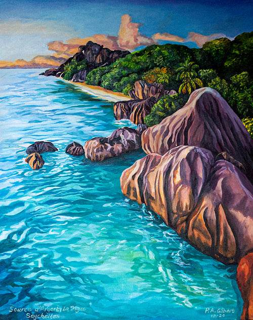 Anse source d'argent no.4, Original Painting – Seychelles Fine Art