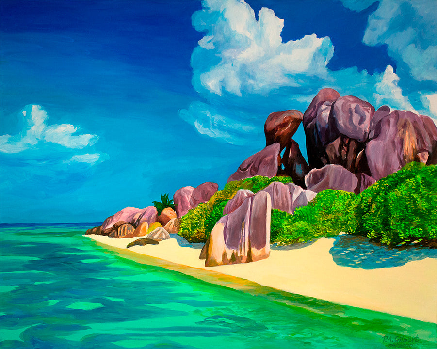 Anse source d'argent no.3, Original Painting – Seychelles Fine Art