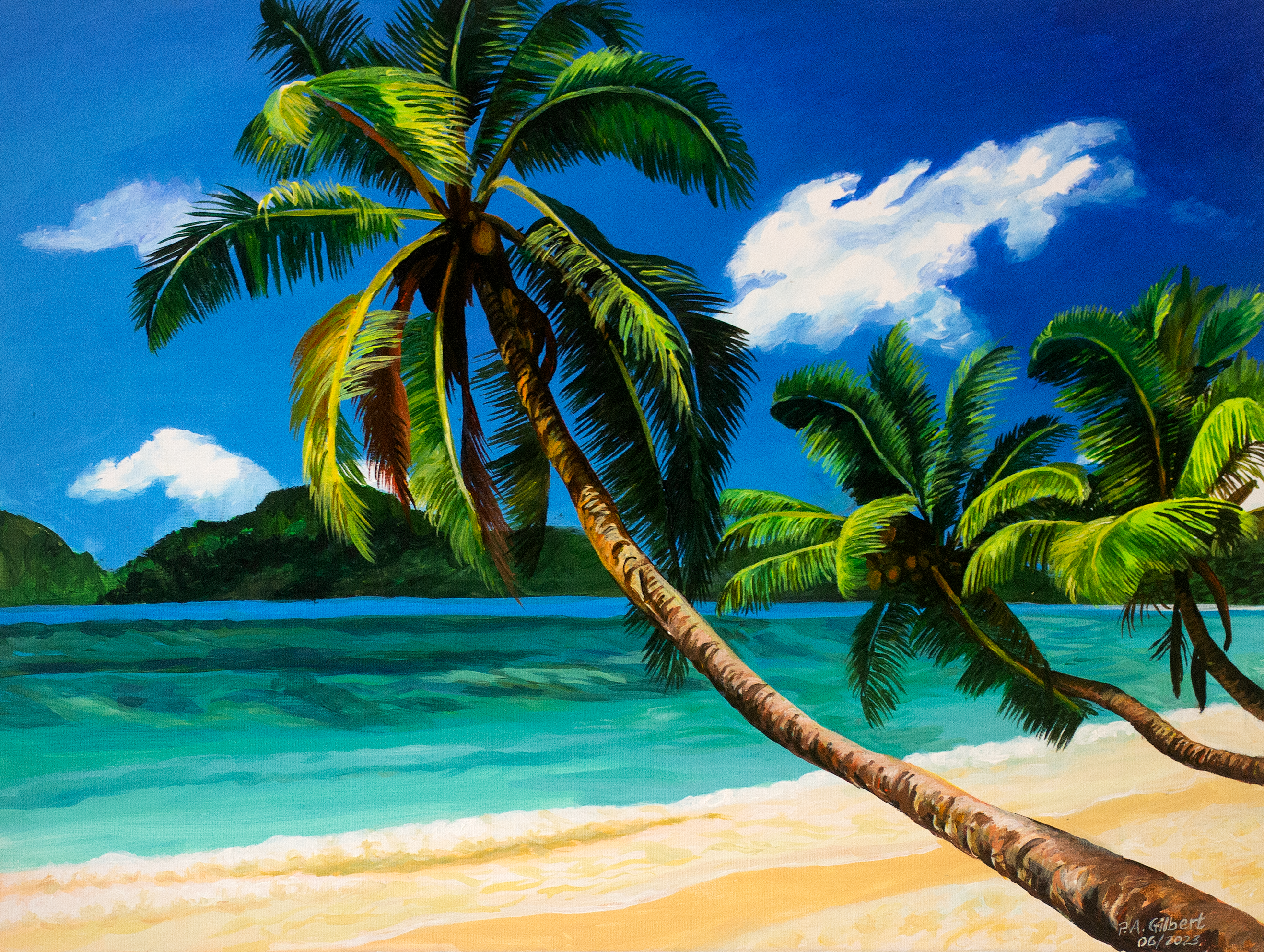 Baie lazare beach, Original Painting – Seychelles Fine Art