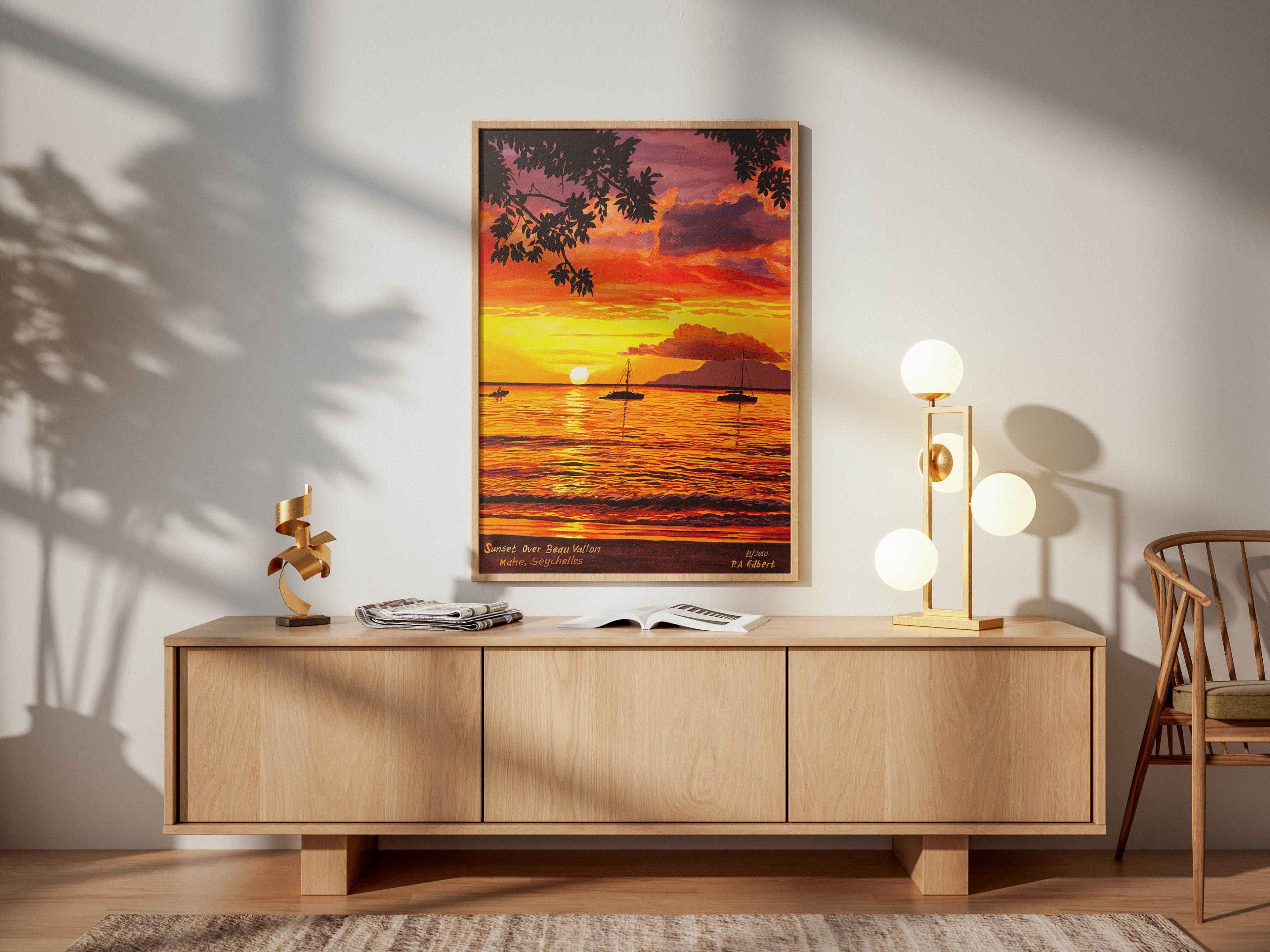 Sunset over Beau Vallon, Original Painting – Seychelles Fine Art (Copy)