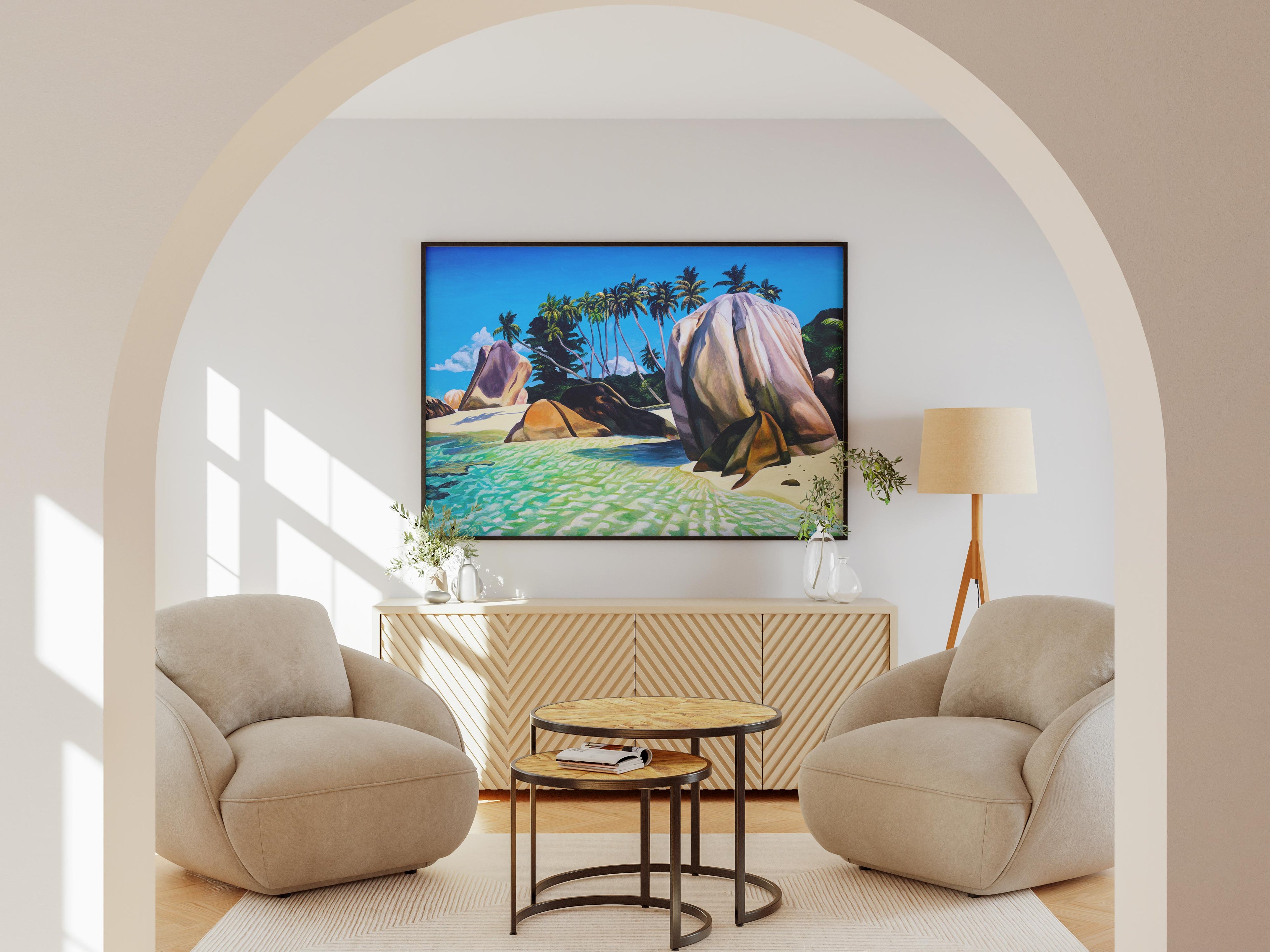 Anse Source d'argent Beach no.2, Original Painting – Seychelles Fine Art